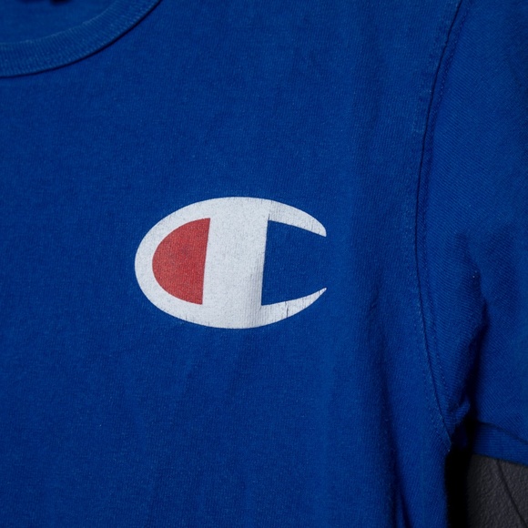Vintage Blue Short Sleeve Champion Cotton Tee Top - Picture 2 of 5